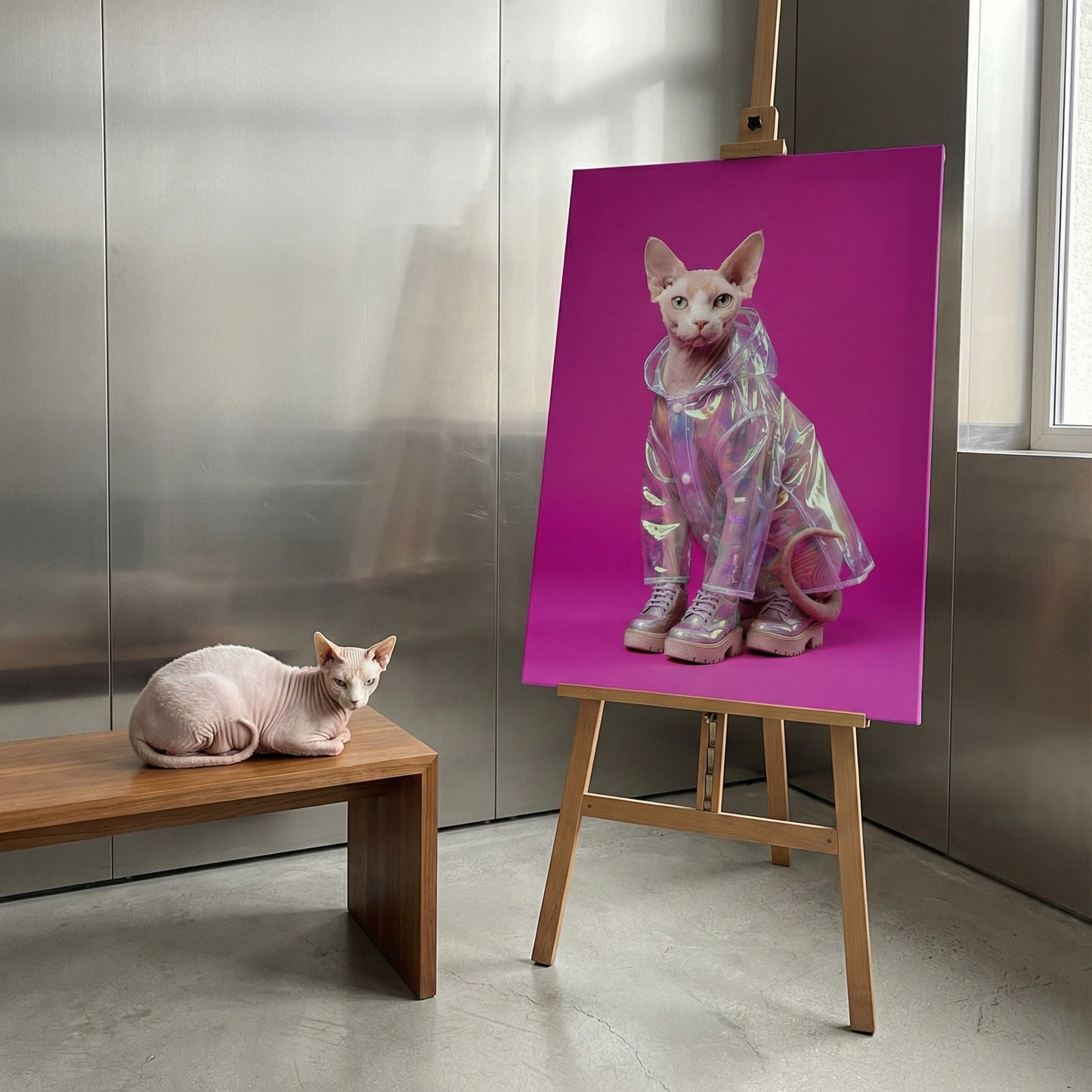 Cyberpunk Sentinel Cat Canvas