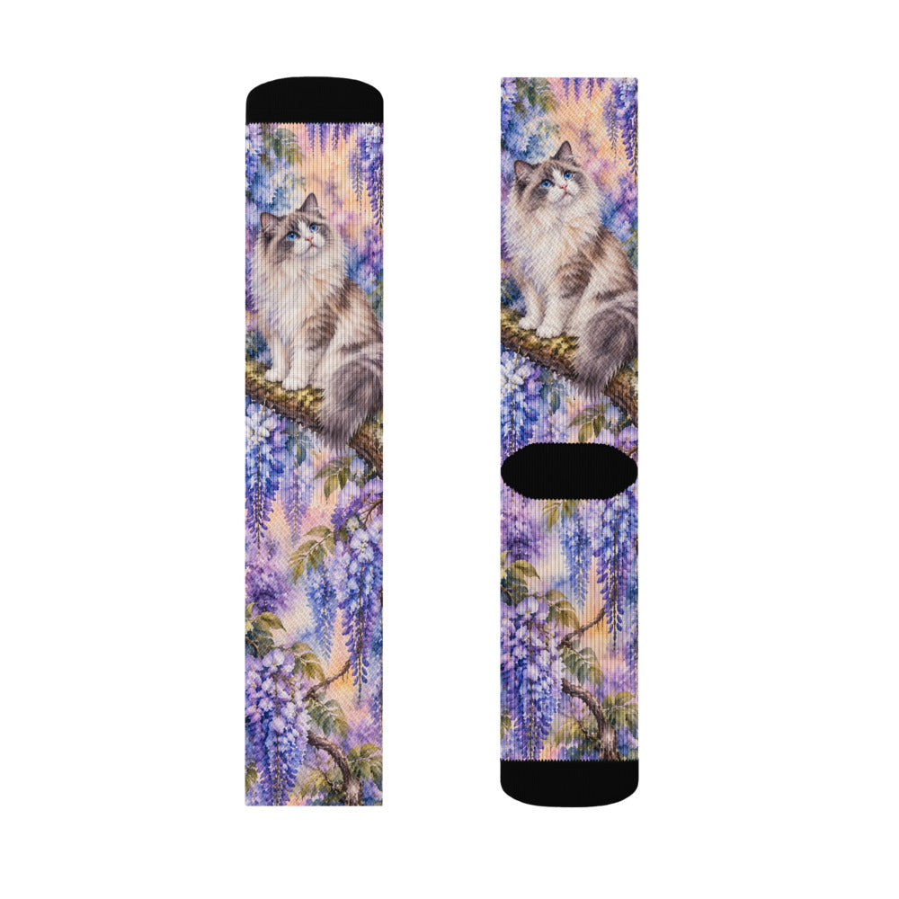 Custom cat portrait socks in the Watercolor style
