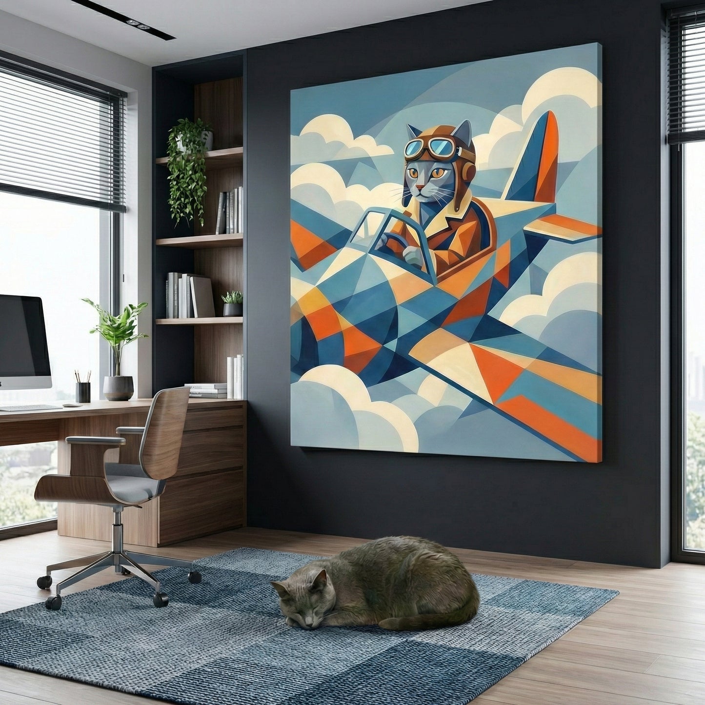 Art Deco Flight Cat Canvas