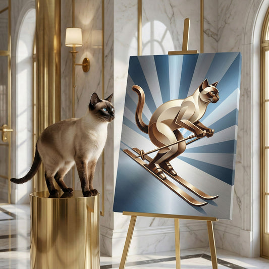 Art Deco Flight Cat Canvas