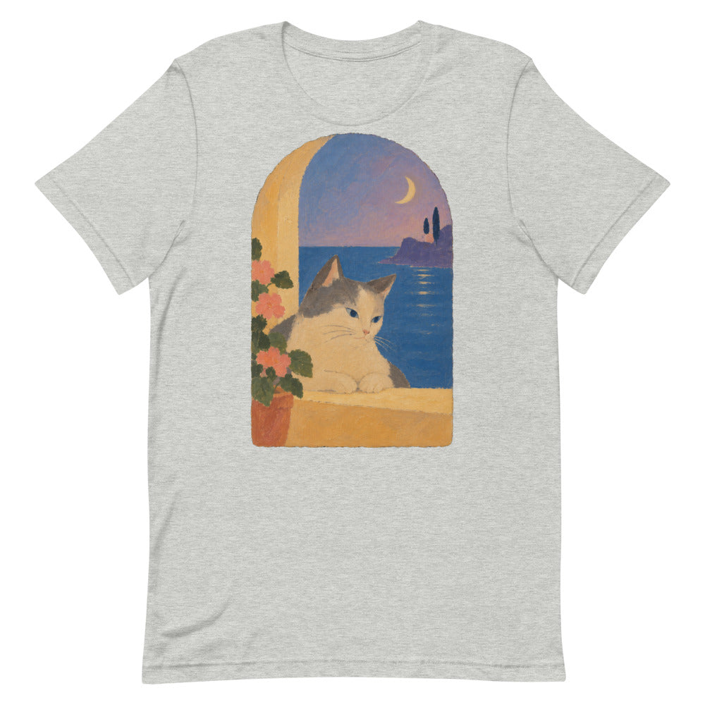 Custom cat portrait t-shirt, Modern Minimalism style, Athletic Heather, flat