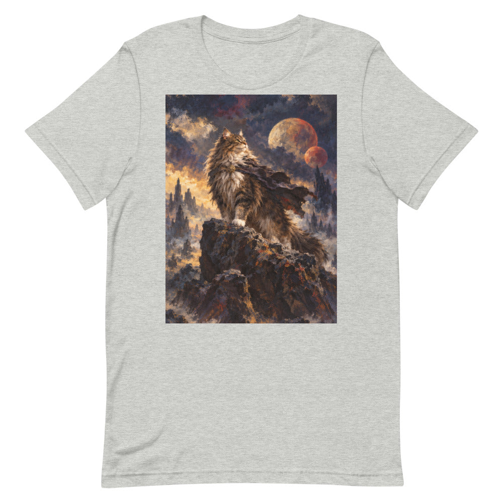 Custom cat portrait t-shirt, Sci-Fi Fantasy style, Athletic Heather, flat