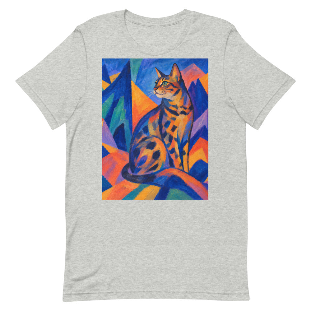 Custom cat portrait t-shirt, Expressionism style, Athletic Heather, flat
