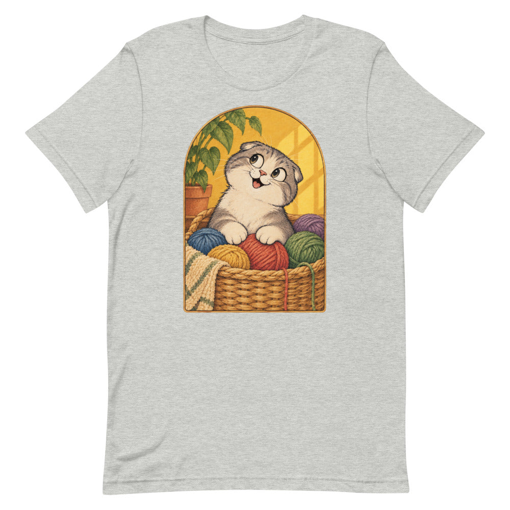 Custom cat portrait t-shirt, Cartoon style, Athletic Heather, flat