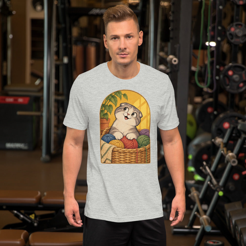 Custom cat portrait t-shirt, Cartoon style, Athletic Heather, worn