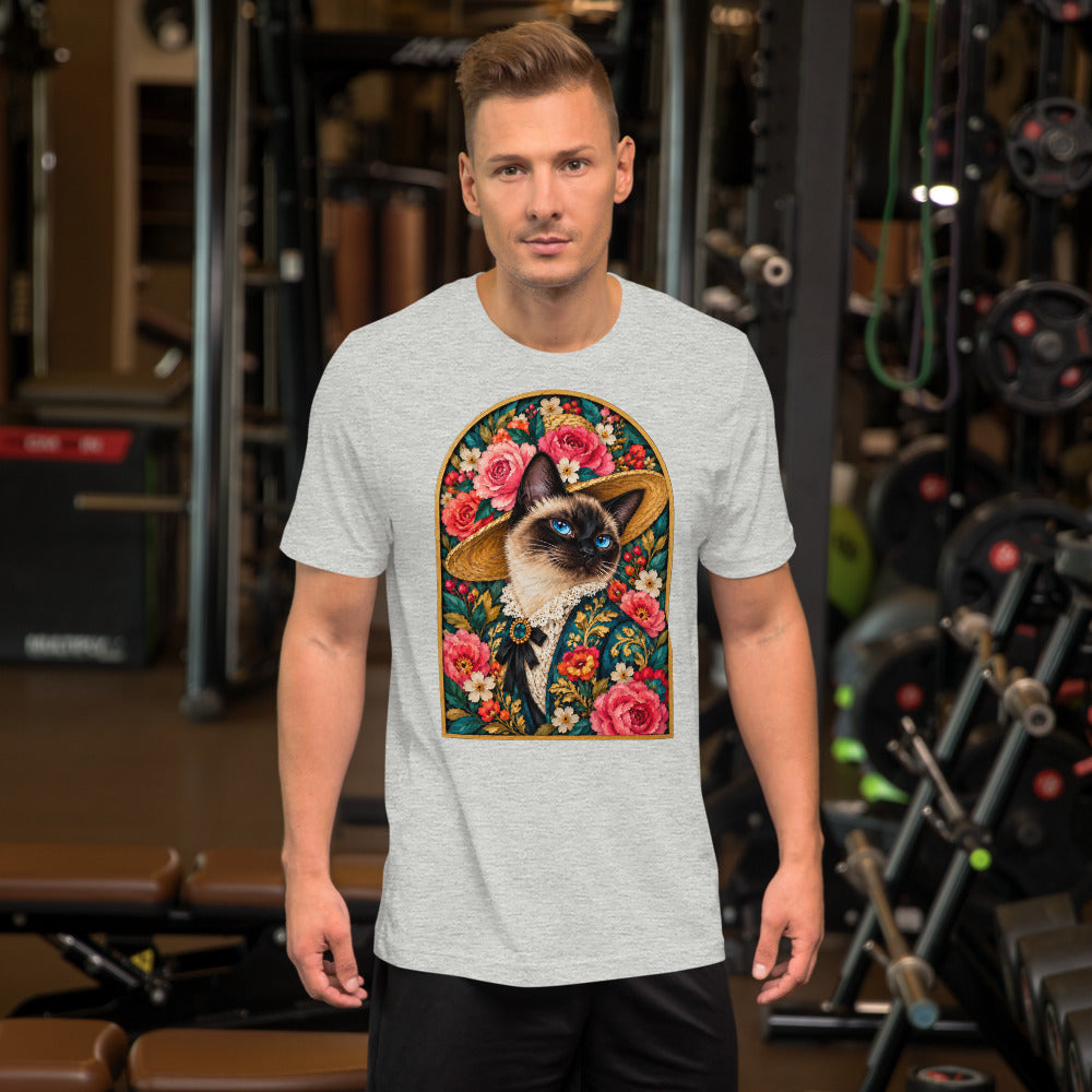 Custom cat portrait t-shirt, Pop Art style, Athletic Heather, worn