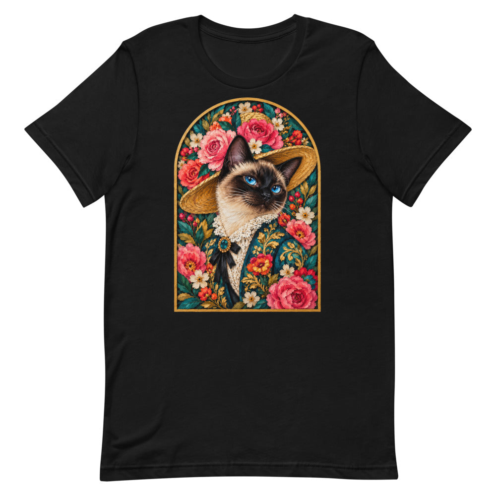 Custom cat portrait t-shirt, Pop Art style, Black, flat