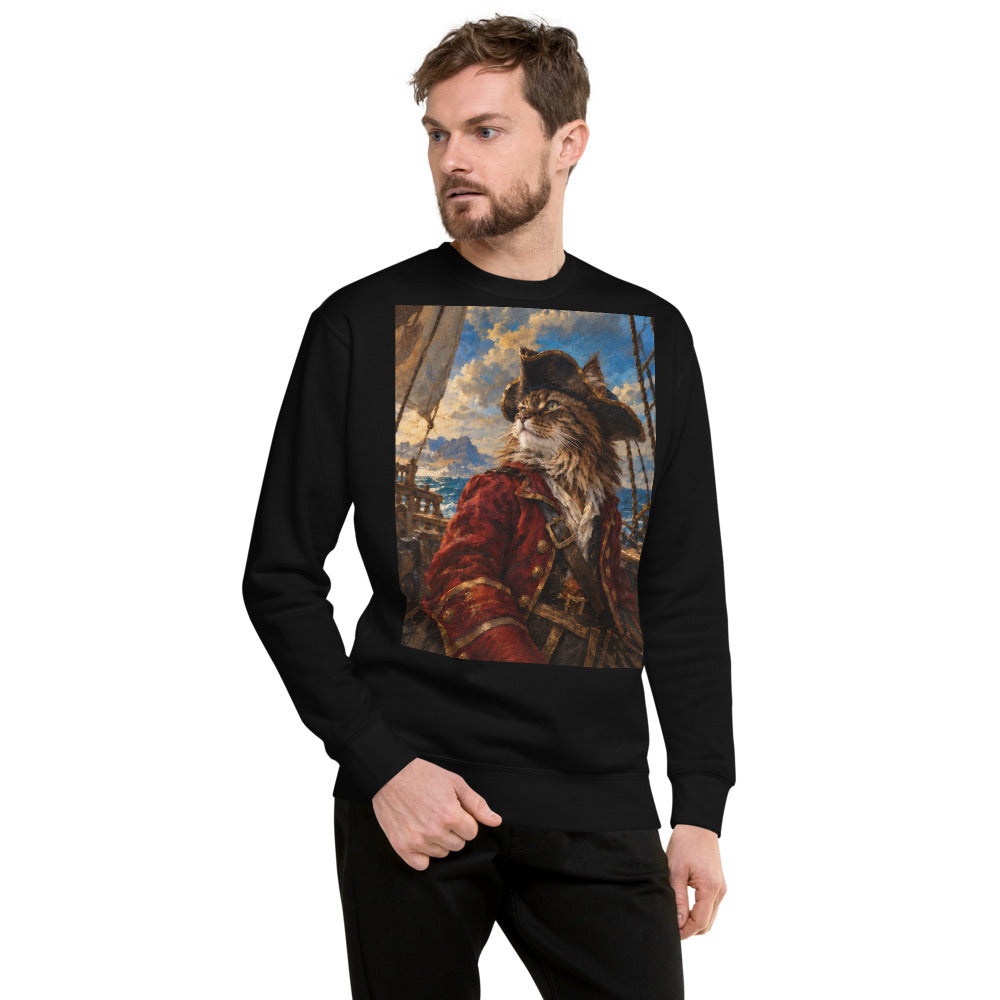 Custom cat portrait sweatshirt, Pirate style, worn