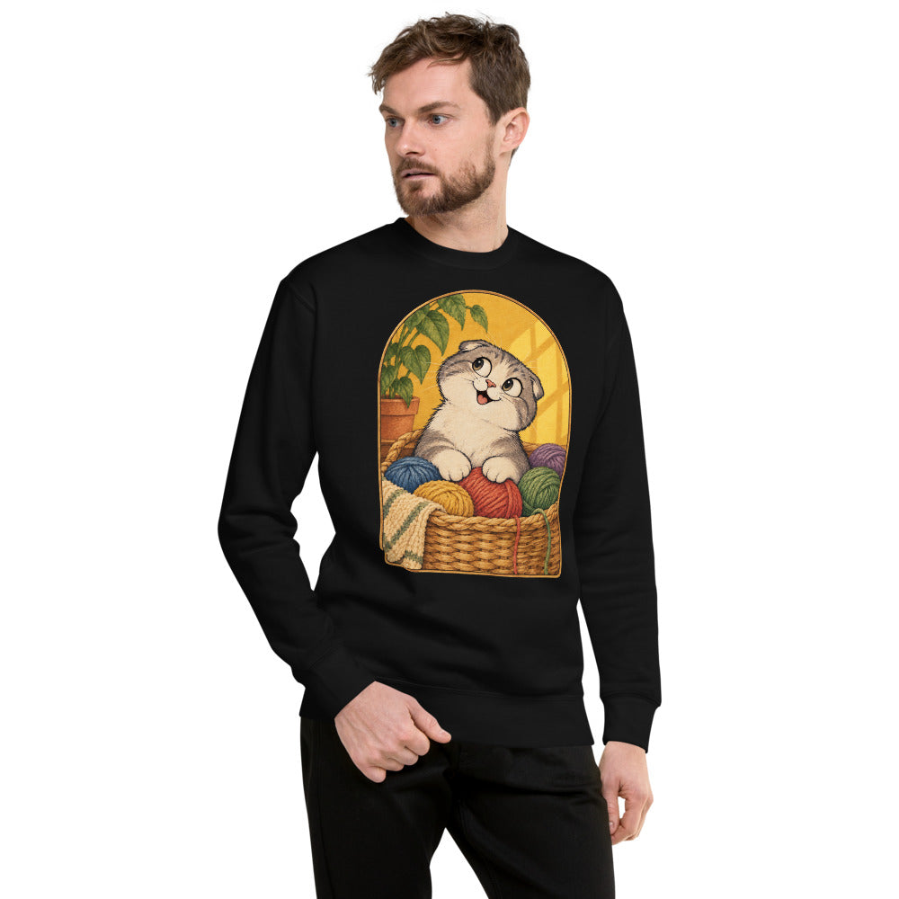 Custom cat portrait sweatshirt, Cartoon style, worn