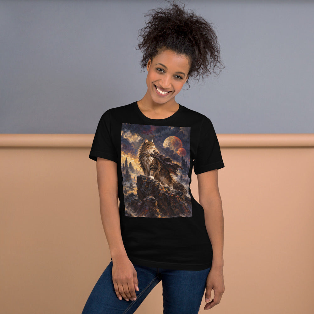 Custom cat portrait t-shirt, Sci-Fi Fantasy style, lifestyle