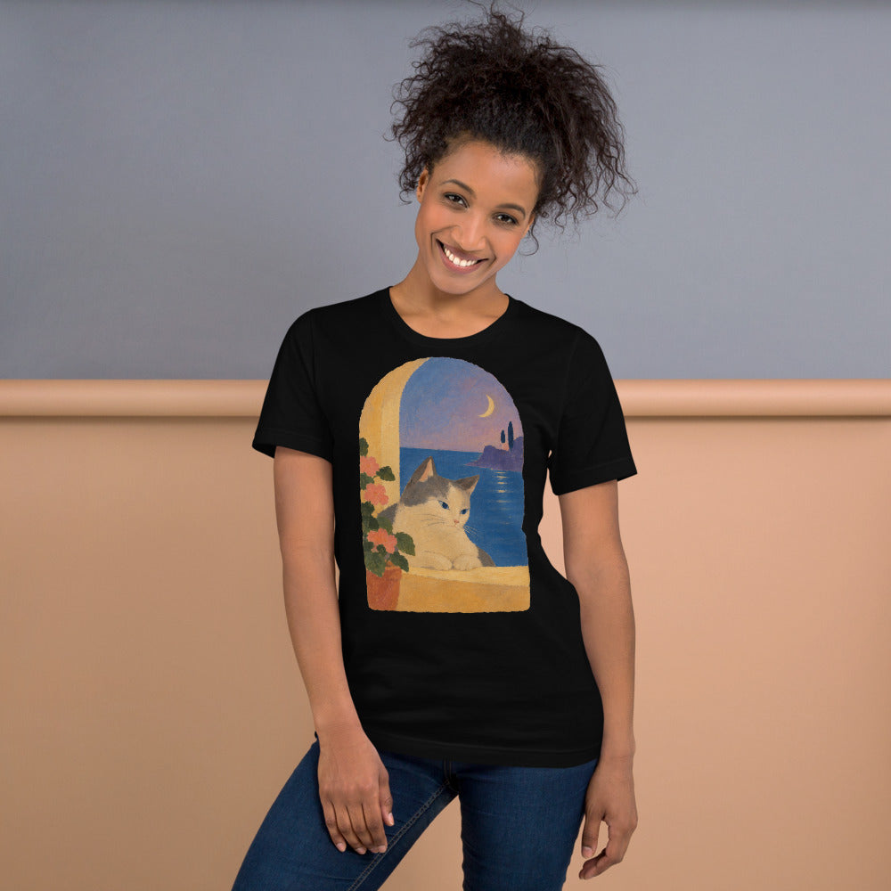Custom cat portrait t-shirt, Modern Minimalism style, lifestyle