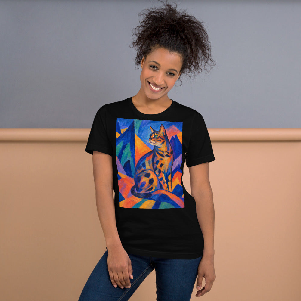 Custom cat portrait t-shirt, Expressionism style, lifestyle