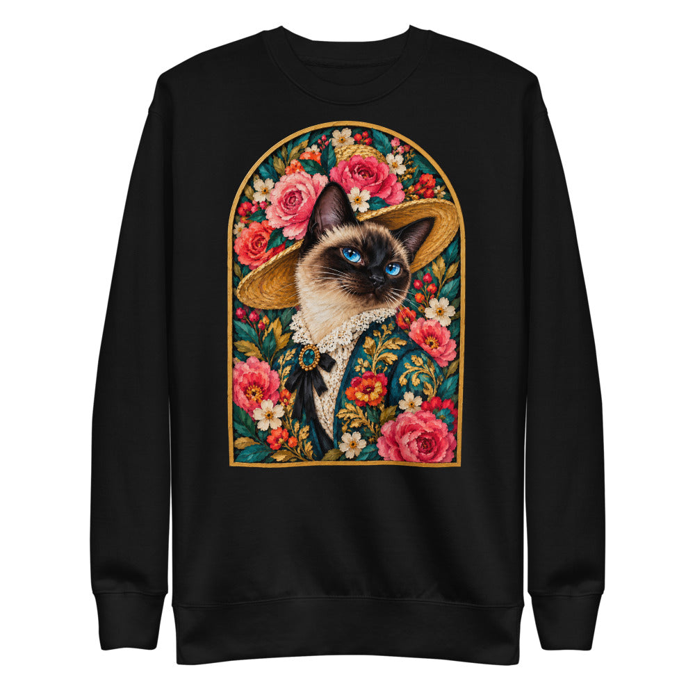 Custom cat portrait sweatshirt, Pop Art style, Black, flat