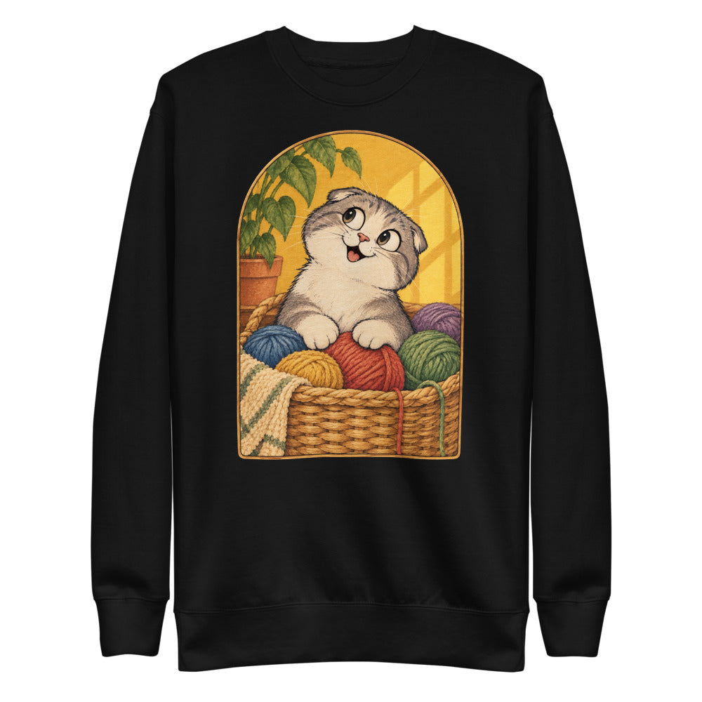 Custom cat portrait sweatshirt, Cartoon style, Black, flat