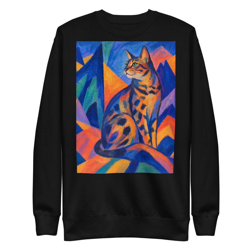 Custom cat portrait sweatshirt, Expressionism style, Black, flat