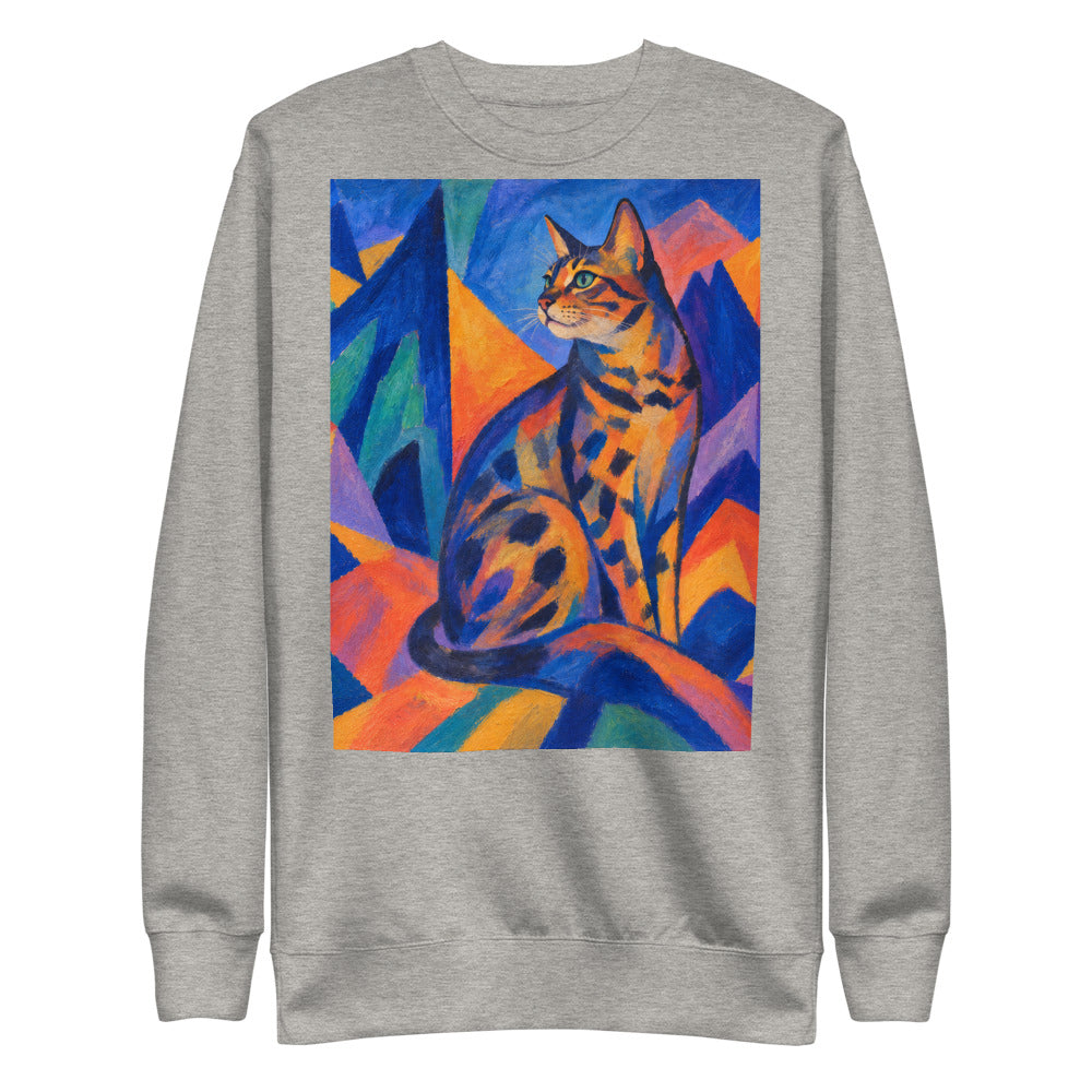 Custom cat portrait sweatshirt, Expressionism style, Carbon Grey, flat