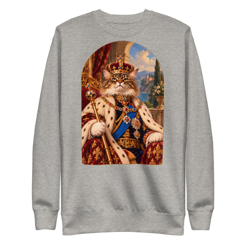 Custom cat portrait sweatshirt, Royal style, Carbon Grey, flat