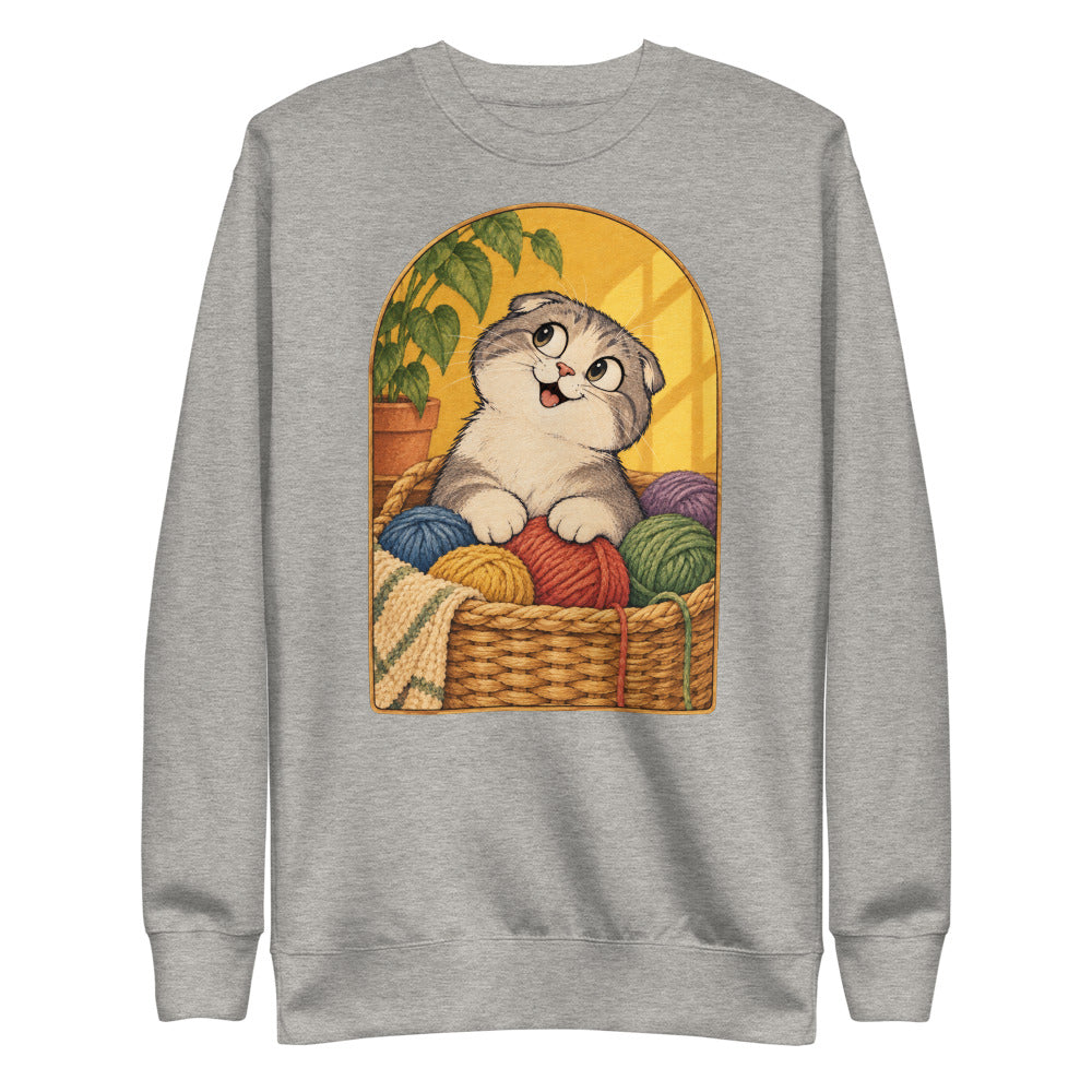 Custom cat portrait sweatshirt, Cartoon style, Carbon Grey, flat