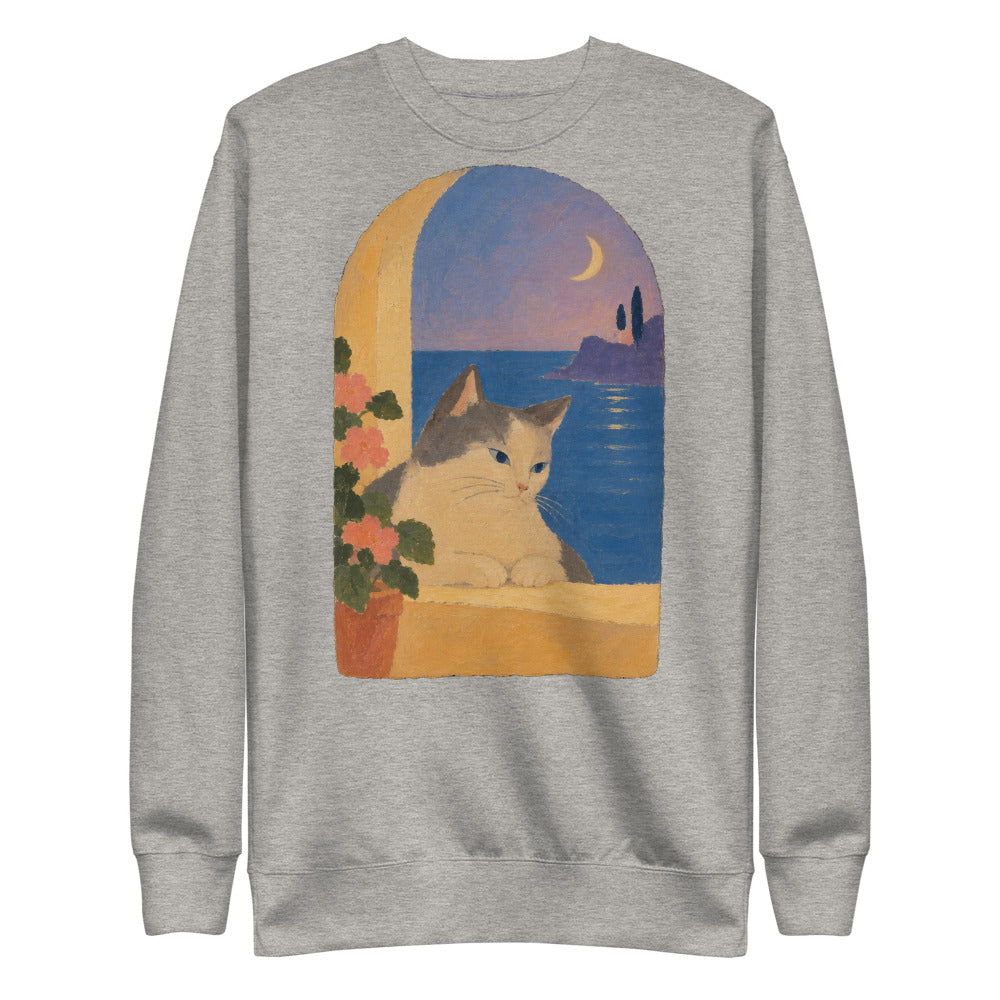 Custom cat portrait sweatshirt, Modern Minimalism style, Carbon Grey, flat