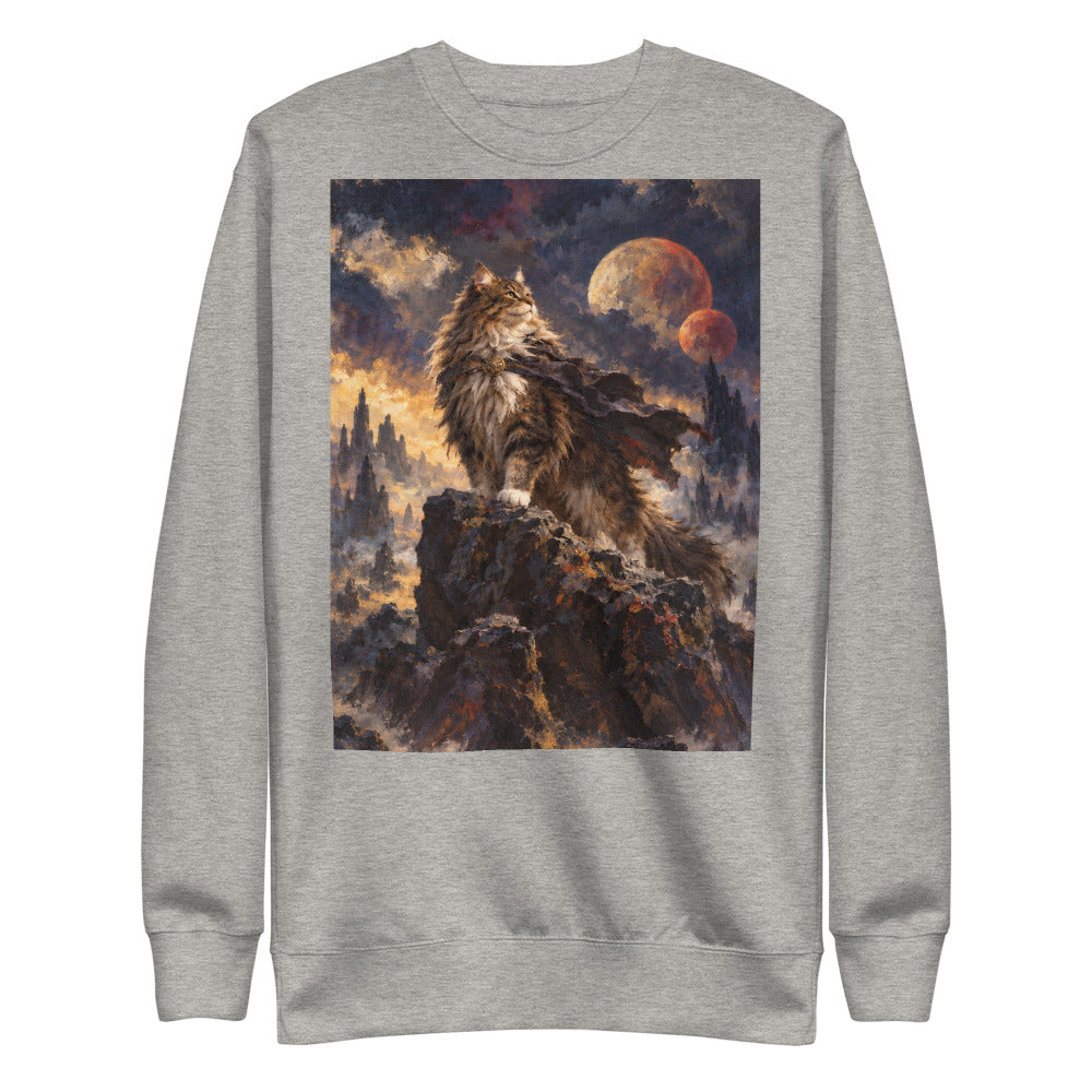 Custom cat portrait sweatshirt, Sci-Fi Fantasy style, Carbon Grey, flat