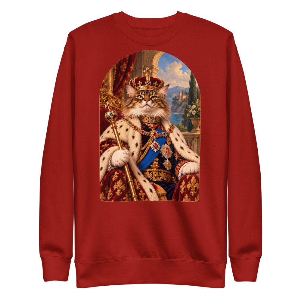 Custom cat portrait sweatshirt, Royal style, Cardinal, flat