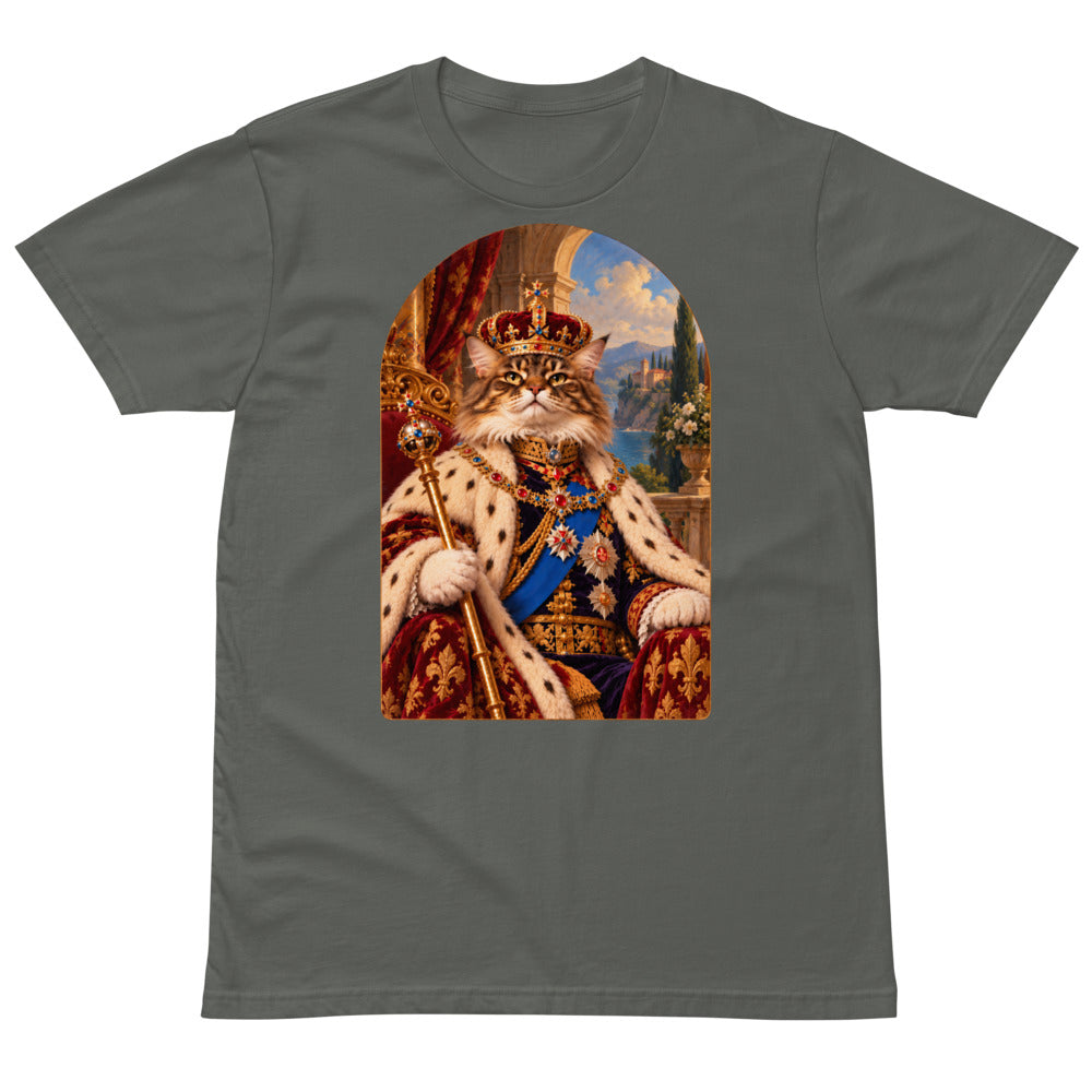 Custom cat portrait t-shirt, Royal style, Charcoal, flat