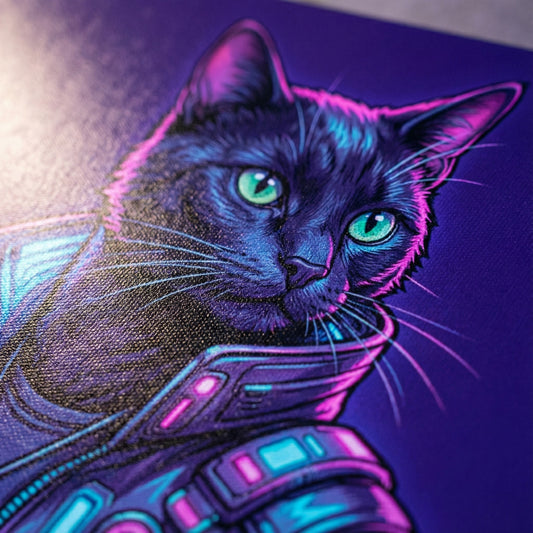 Cyberpunk Sentinel Cat Canvas