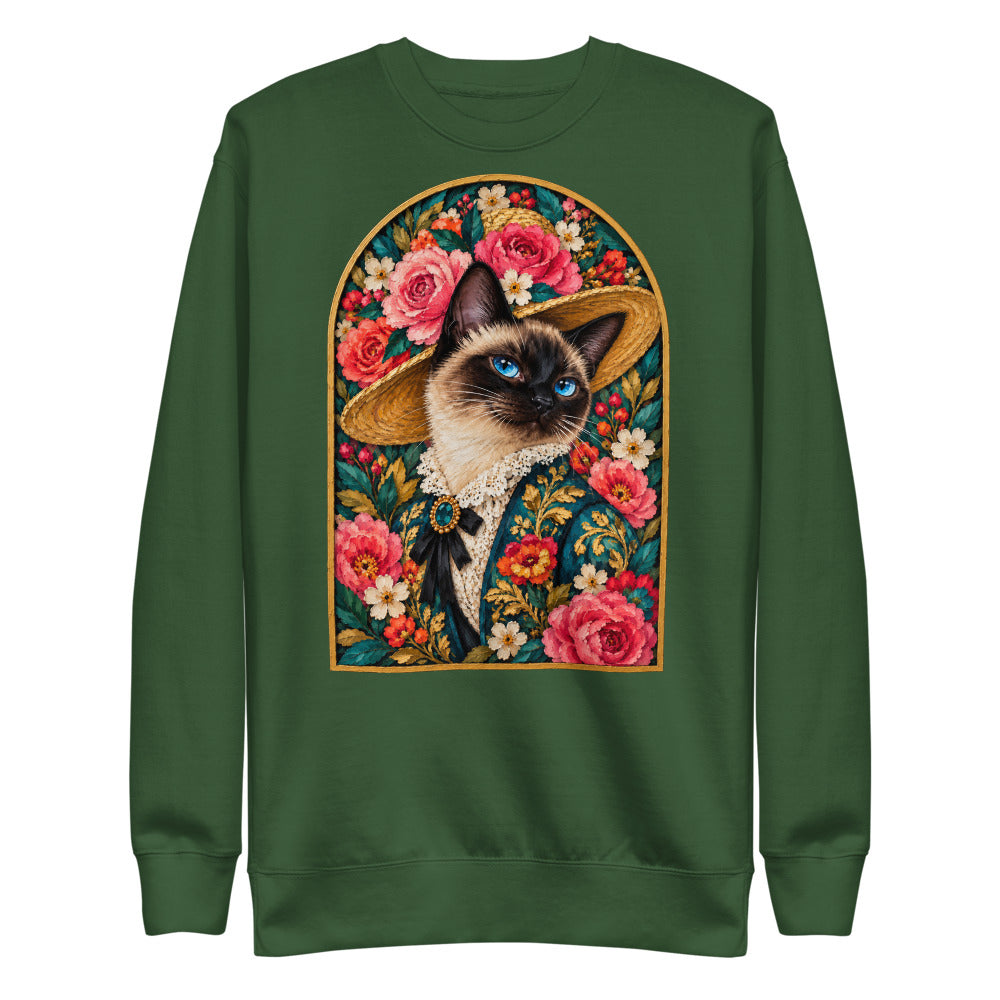 Custom cat portrait sweatshirt, Pop Art style, Forest Green, flat