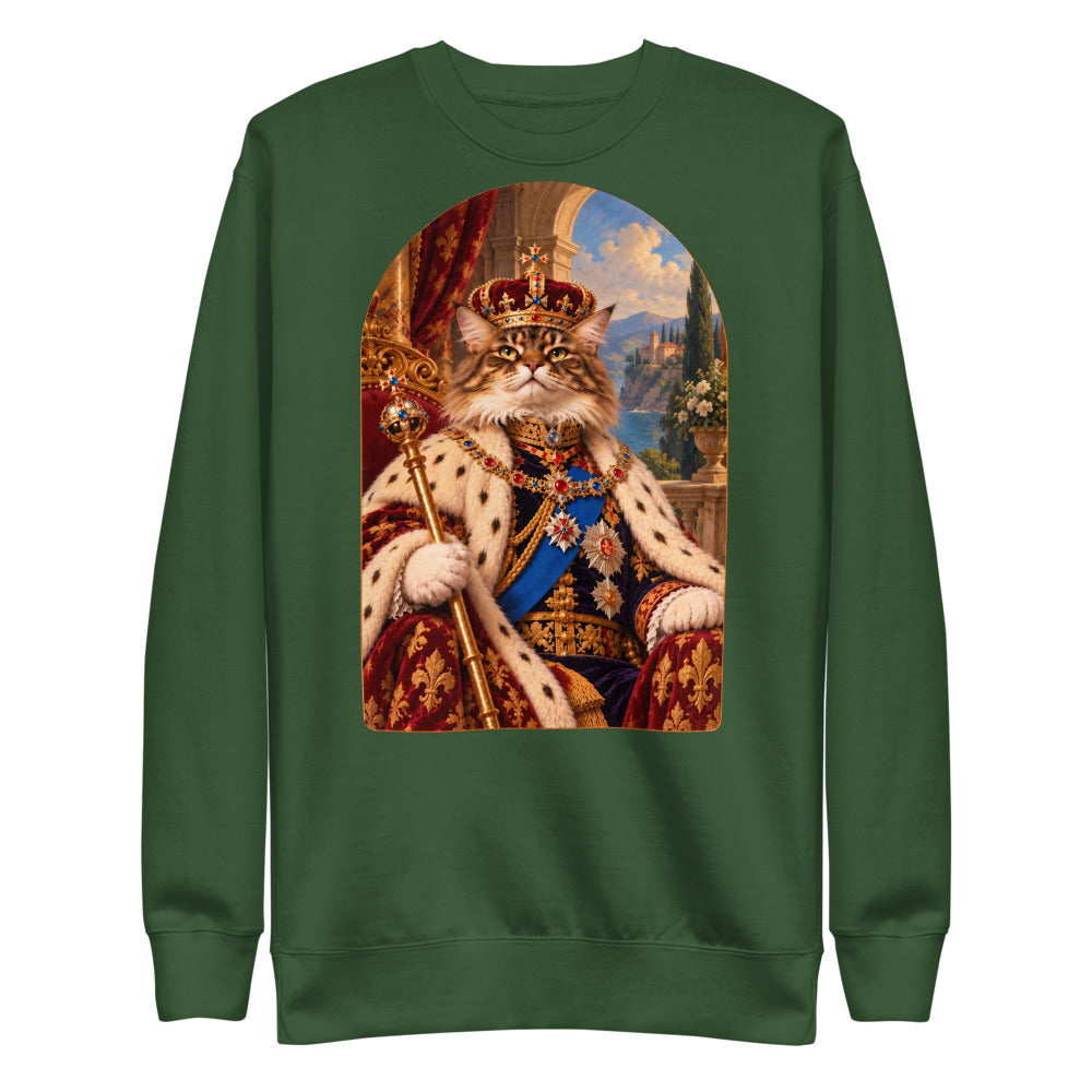Custom cat portrait sweatshirt, Royal style, Forest Green, flat