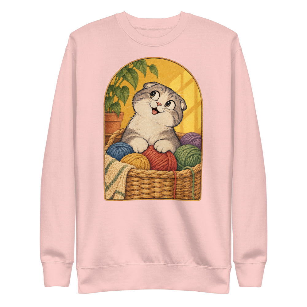 Custom cat portrait sweatshirt, Cartoon style, Light Pink, flat