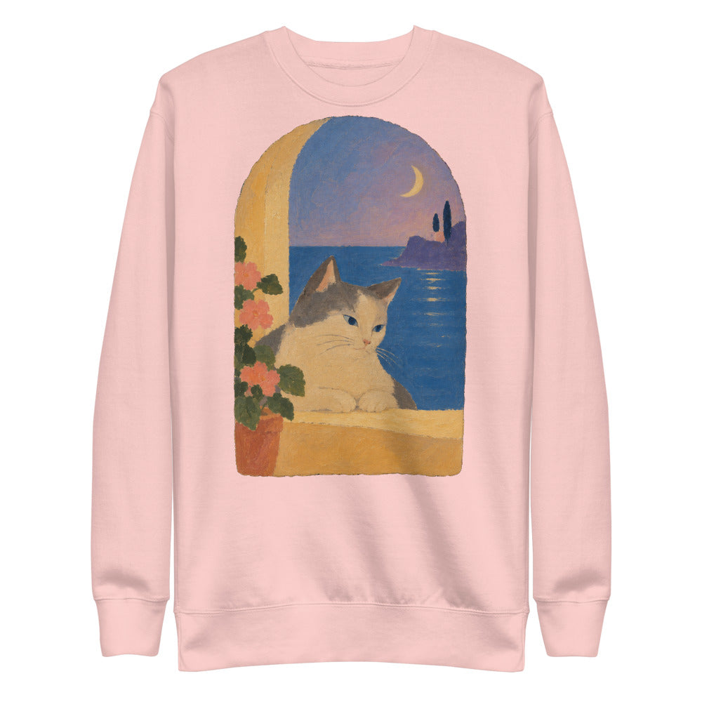 Custom cat portrait sweatshirt, Modern Minimalism style, Light Pink, flat