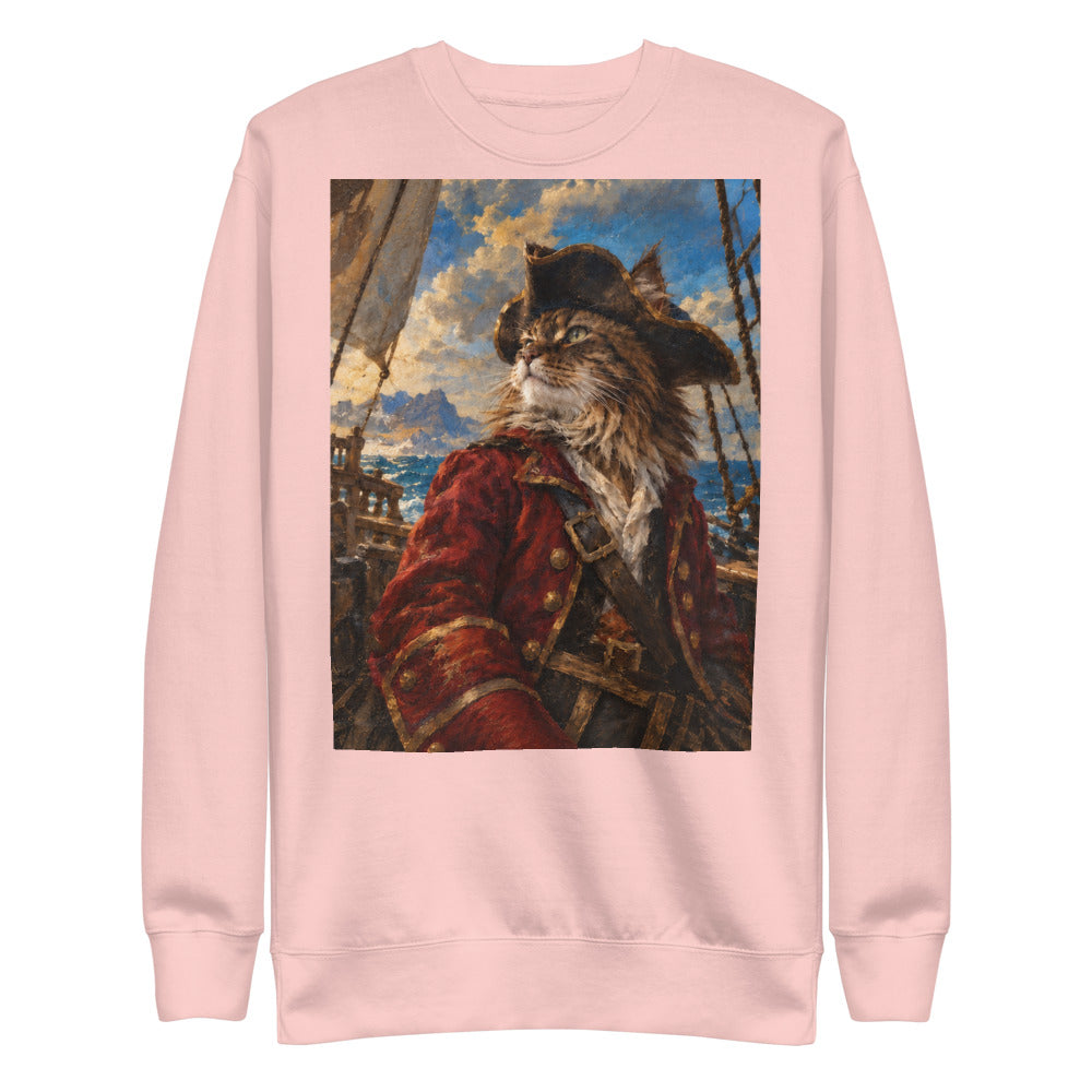 Custom cat portrait sweatshirt, Pirate style, Light Pink, flat