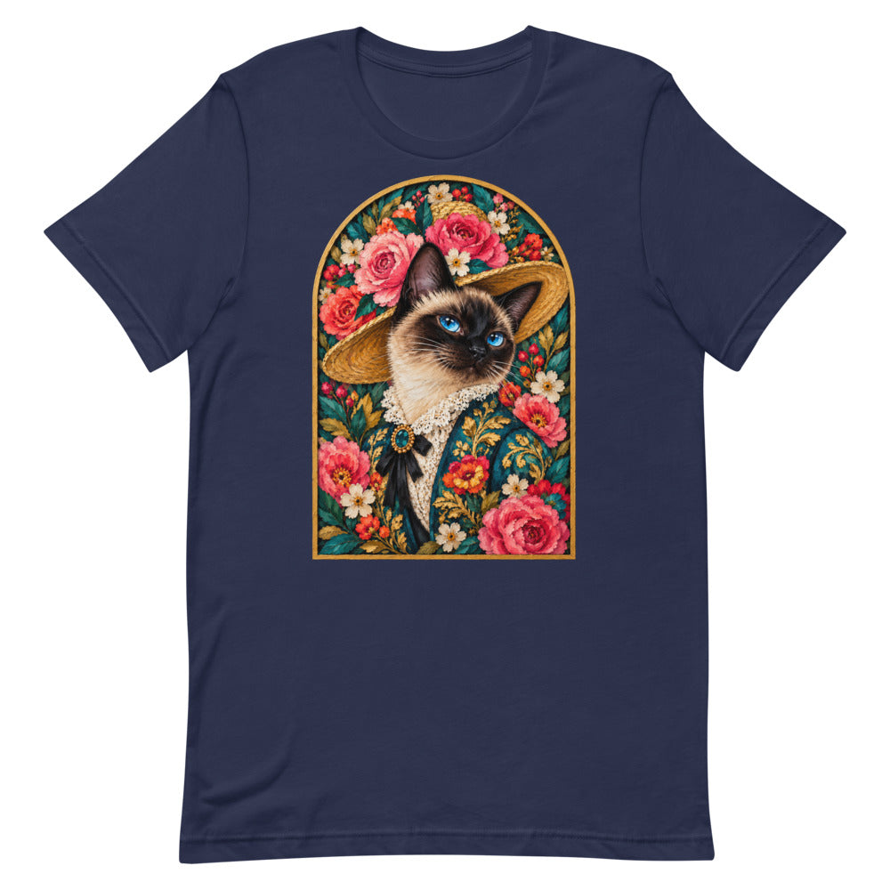 Custom cat portrait t-shirt, Pop Art style, Navy, flat