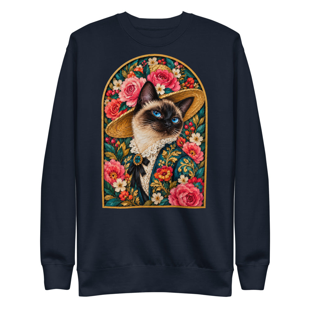 Custom cat portrait sweatshirt, Pop Art style, Navy, flat