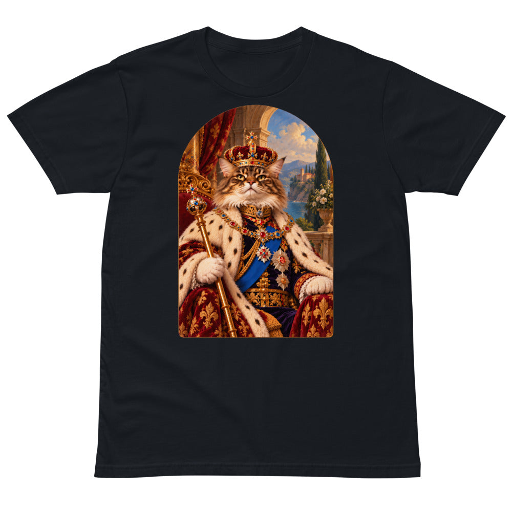 Custom cat portrait t-shirt, Royal style, Navy, flat