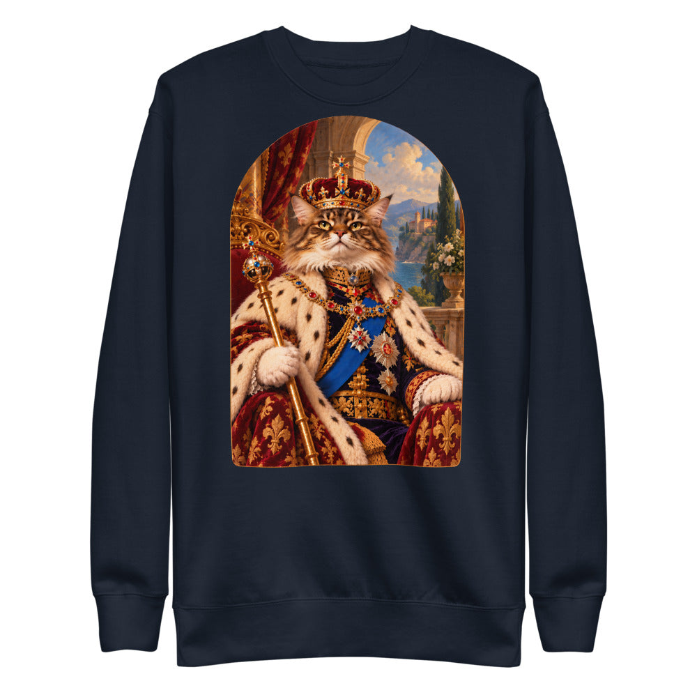Custom cat portrait sweatshirt, Royal style, Navy, flat