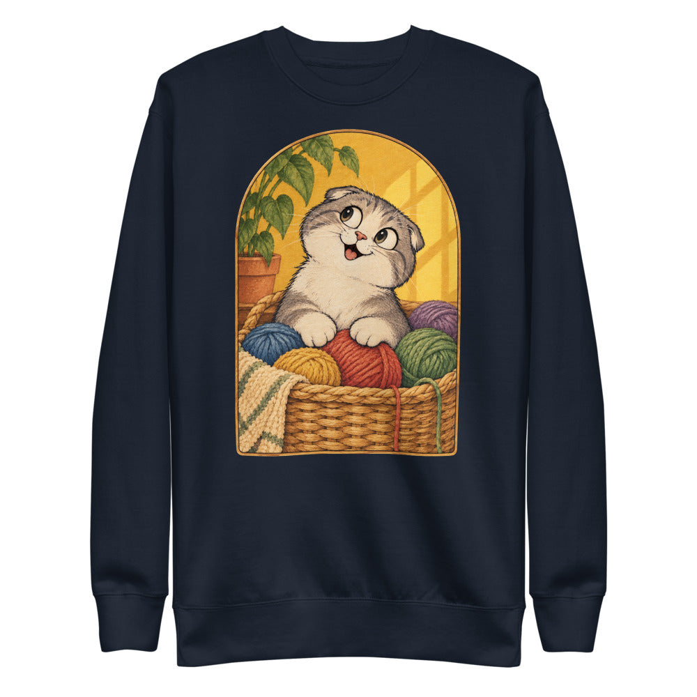Custom cat portrait sweatshirt, Cartoon style, Navy, flat