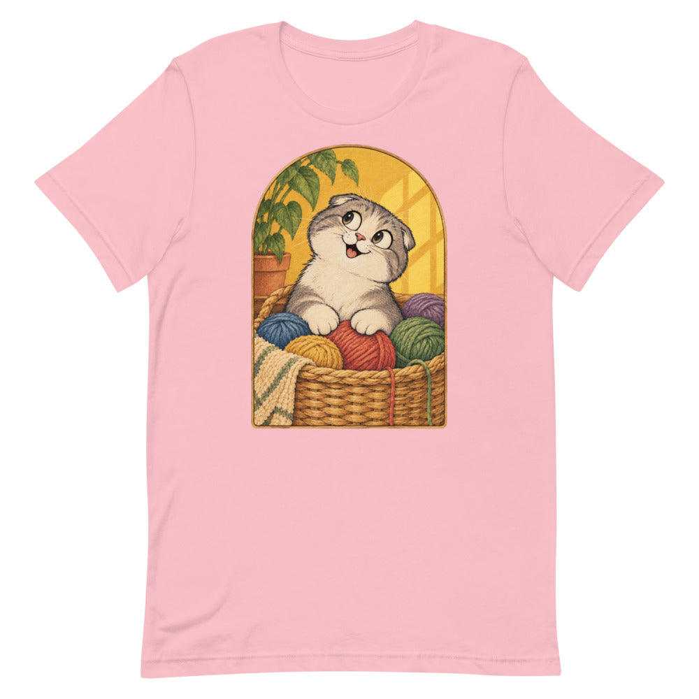 Custom cat portrait t-shirt, Cartoon style, Pink, flat