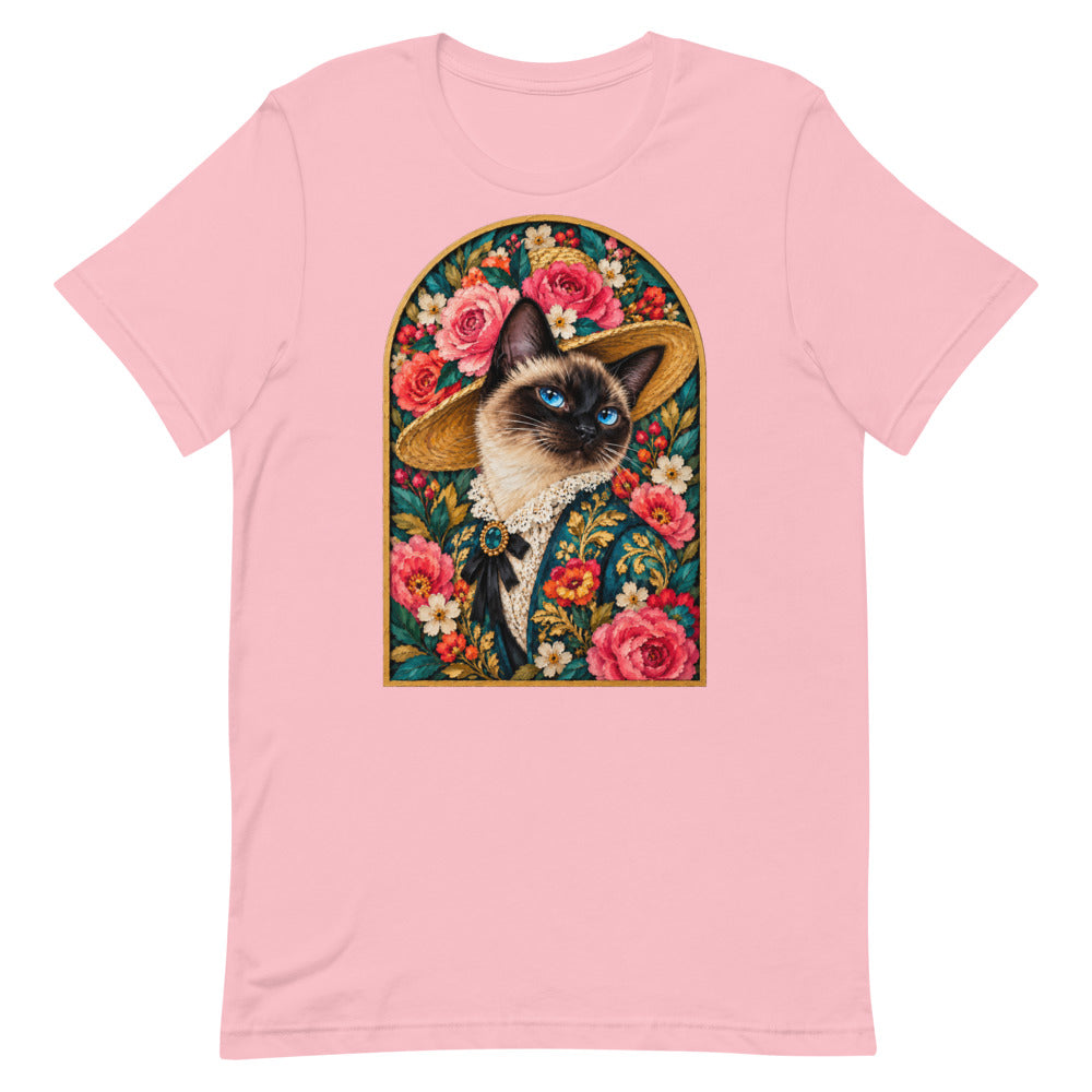 Custom cat portrait t-shirt, Pop Art style, Pink, flat