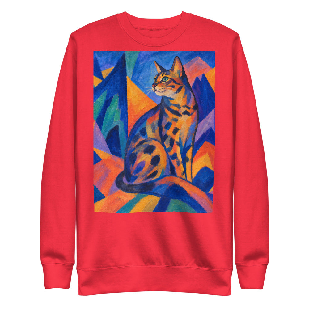 Custom cat portrait sweatshirt, Expressionism style, Red, flat