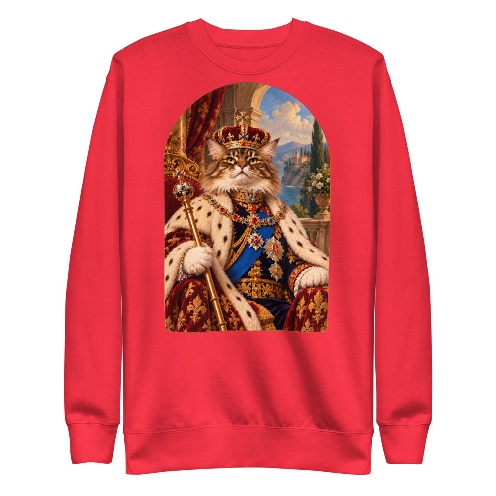 Custom cat portrait sweatshirt, Royal style, Red, flat