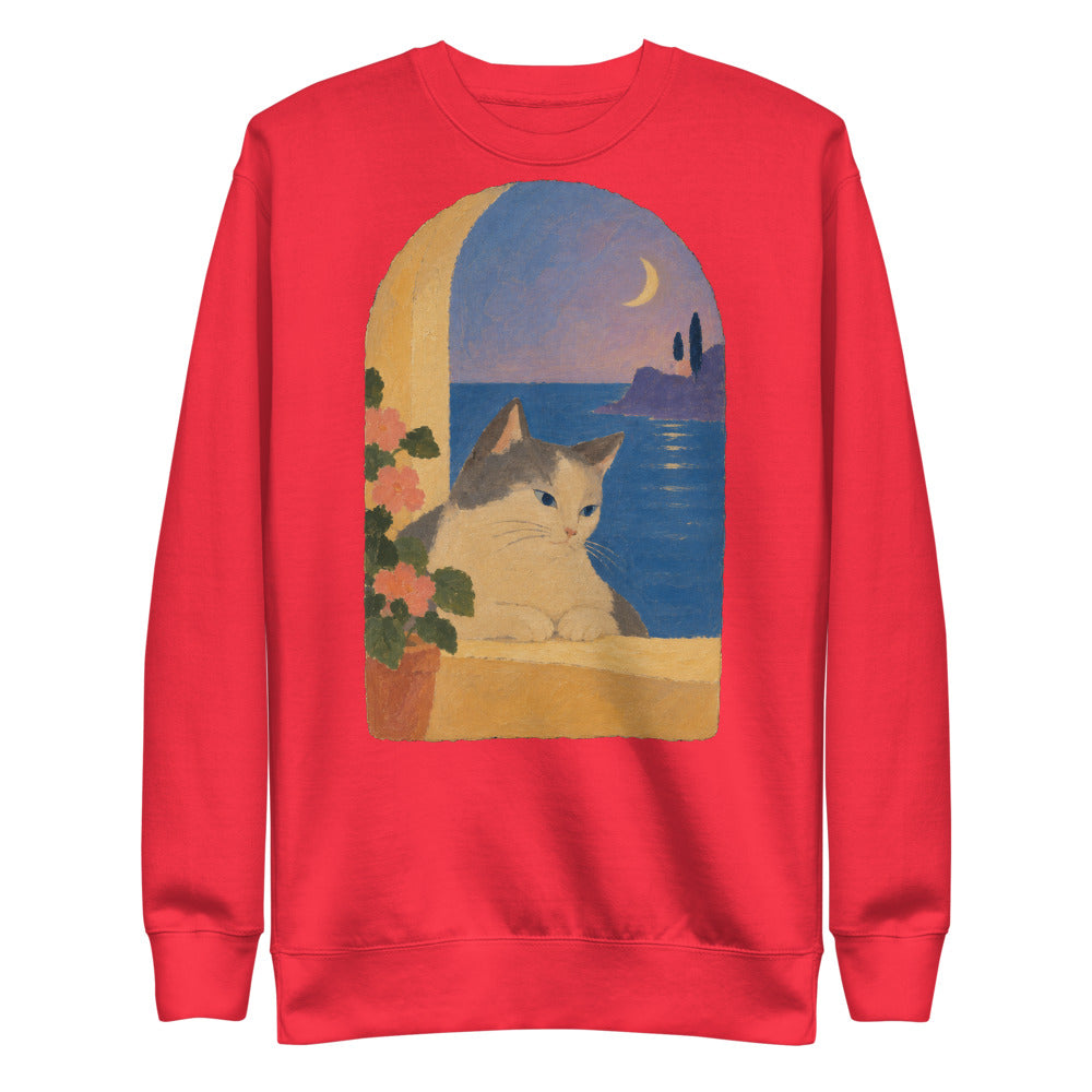 Custom cat portrait sweatshirt, Modern Minimalism style, Red, flat