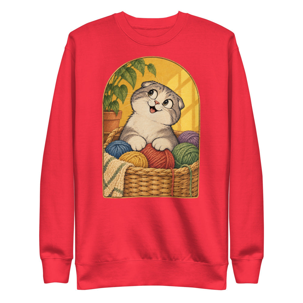 Custom cat portrait sweatshirt, Cartoon style, Red, flat