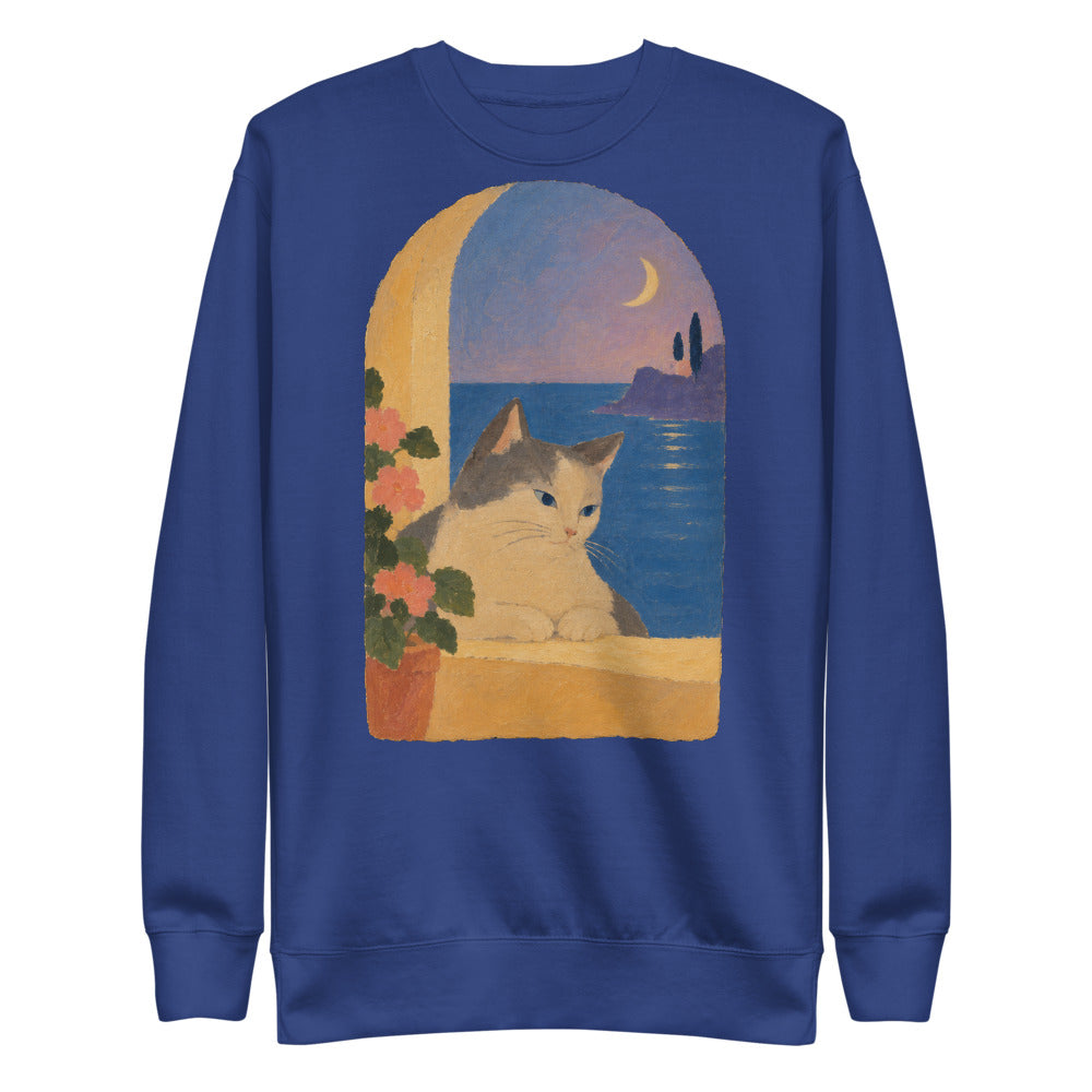 Custom cat portrait sweatshirt, Modern Minimalism style, Royal, flat
