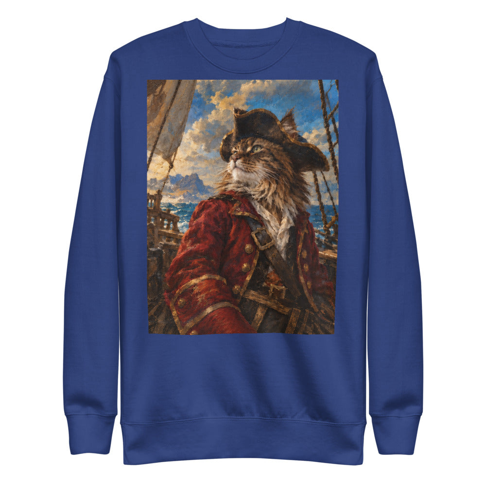 Custom cat portrait sweatshirt, Pirate style, Royal, flat