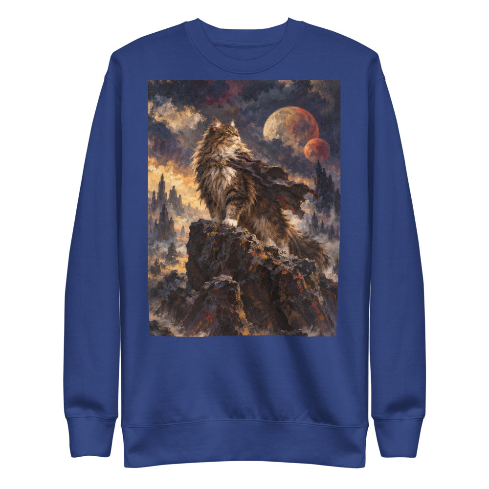 Custom cat portrait sweatshirt, Sci-Fi Fantasy style, Royal, flat