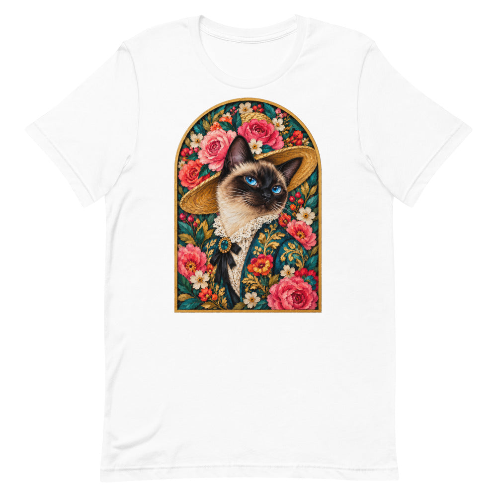 Custom cat portrait t-shirt, Pop Art style, White, flat