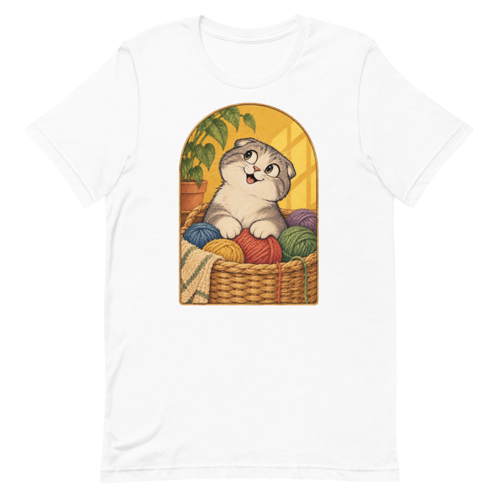 Custom cat portrait t-shirt, Cartoon style, White, flat