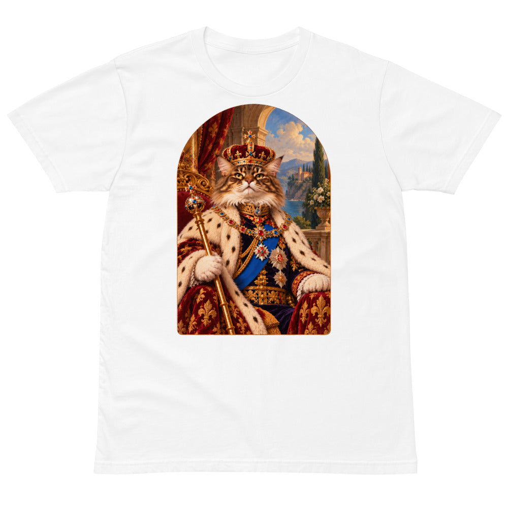 Custom cat portrait t-shirt, Royal style, White, flat