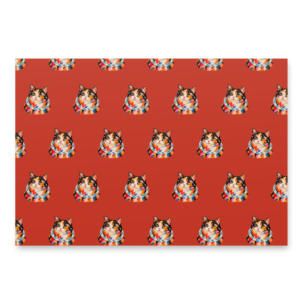 Custom cat portrait wrapping paper in the Abstract Expressionism style